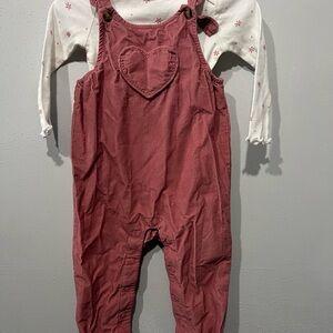 Carter's Pink Corduroy Overalls with White Floral Shirt